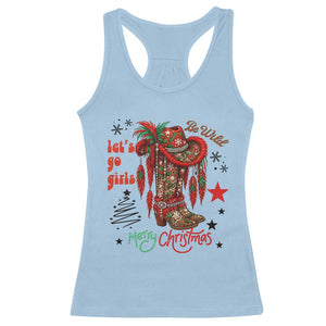 Let Us Go Girls Racerback Tank Top Christmas Cowgirl Boots TS14 Light Blue Print Your Wear