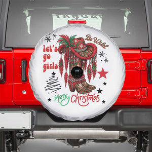 Let Us Go Girls Spare Tire Cover Christmas Cowgirl Boots TS14 White Print Your Wear