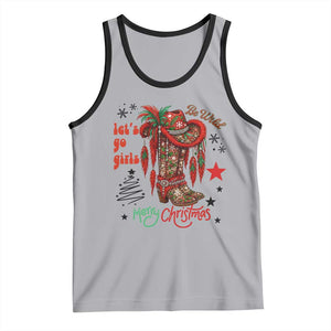 Let Us Go Girls Tank Top Christmas Cowgirl Boots TS14 Athletic Heather Black Print Your Wear