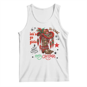 Let Us Go Girls Tank Top Christmas Cowgirl Boots TS14 White Print Your Wear