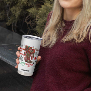 Let Us Go Girls Tumbler Cup Christmas Cowgirl Boots - Print Your Wear