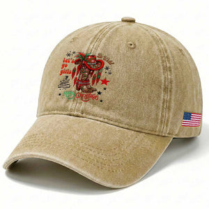 Let Us Go Girls Washed Cotton Baseball Cap Christmas Cowgirl Boots TS14 Print Your Wear