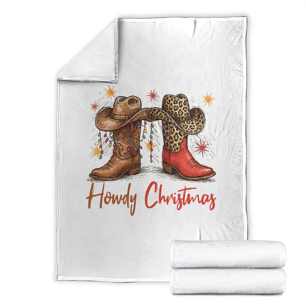 Howdy Christmas Throw Blanket Western Cowboy Boots Country TS14 White Print Your Wear
