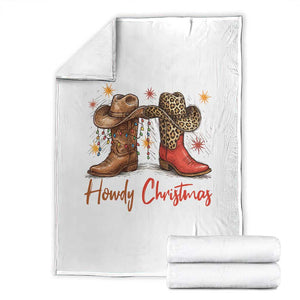 Howdy Christmas Throw Blanket Western Cowboy Boots Country TS14 White Print Your Wear
