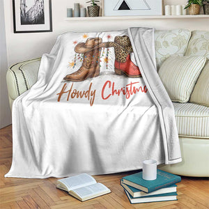Howdy Christmas Throw Blanket Western Cowboy Boots Country TS14 Print Your Wear