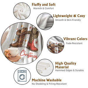 Howdy Christmas Throw Blanket Western Cowboy Boots Country TS14 Print Your Wear