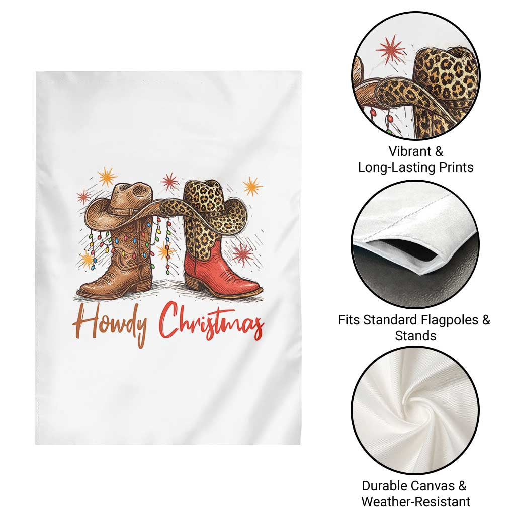 Howdy Christmas Garden Flag Western Cowboy Boots Country TS14 Print Your Wear