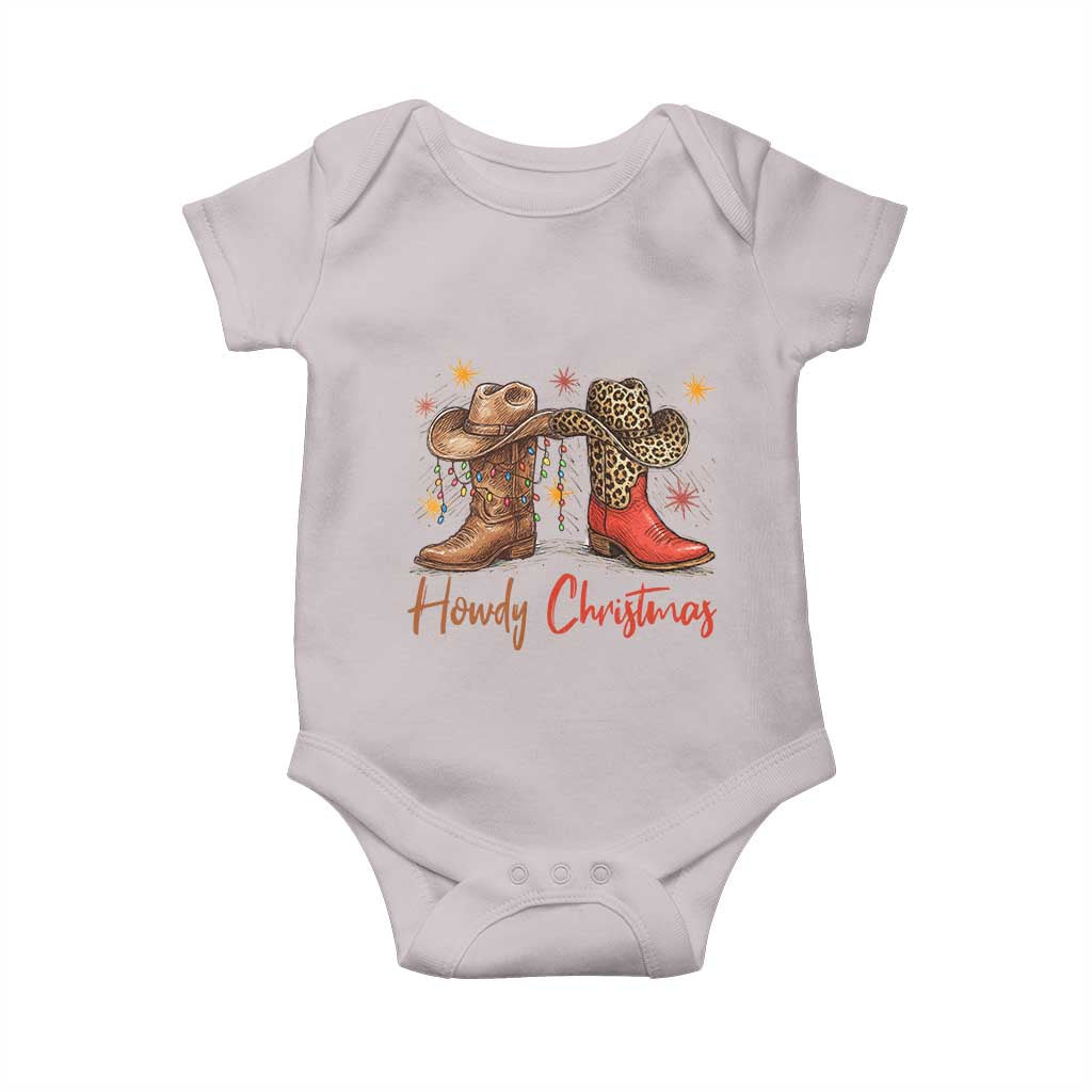 Howdy Christmas Baby Onesie Western Cowboy Boots Country TS14 Ice Gray Print Your Wear