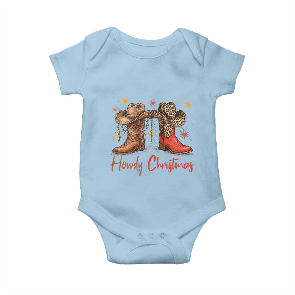 Howdy Christmas Baby Onesie Western Cowboy Boots Country TS14 Light Blue Print Your Wear