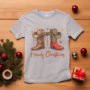 Howdy Christmas T Shirt Western Cowboy Boots Country TS14 Ice Gray Print Your Wear