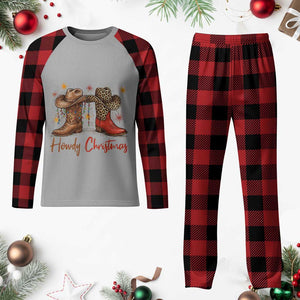 Howdy Christmas Plaid Pajama Set Western Cowboy Boots Country TS14 Buffalo Plaid Print Your Wear