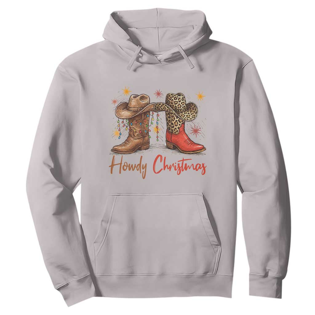 Howdy Christmas Hoodie Western Cowboy Boots Country TS14 Ice Gray Print Your Wear