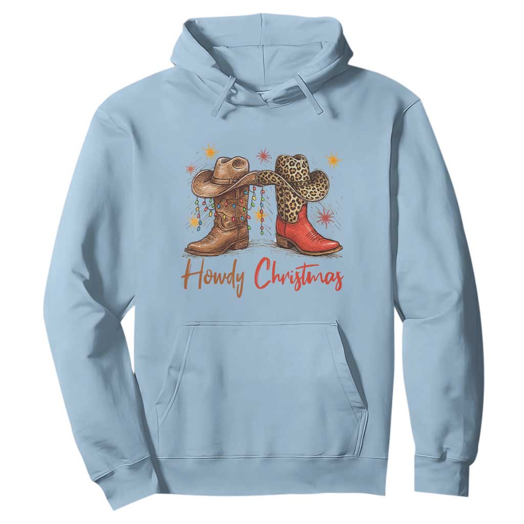 Howdy Christmas Hoodie Western Cowboy Boots Country TS14 Light Blue Print Your Wear