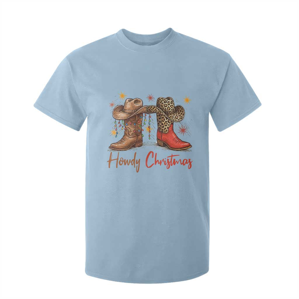 Howdy Christmas T Shirt For Kid Western Cowboy Boots Country TS14 Light Blue Print Your Wear