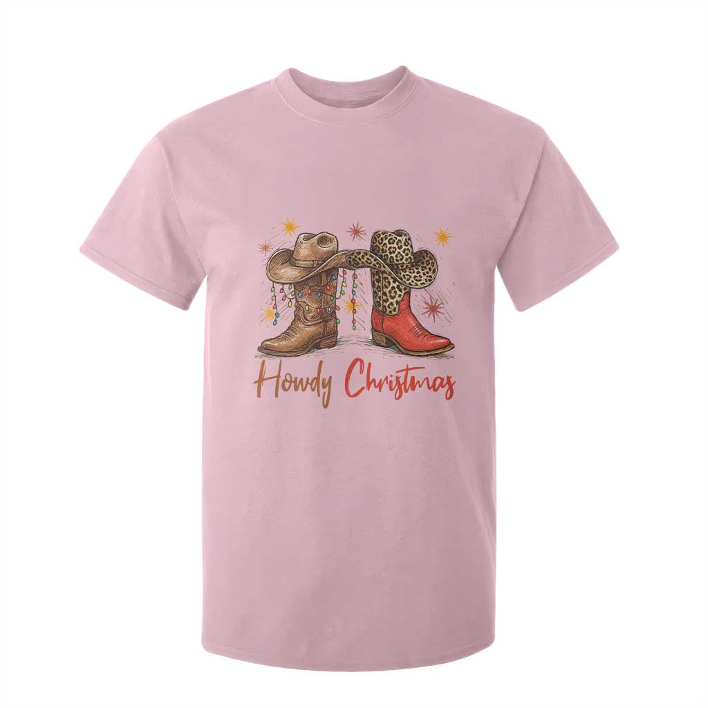 Howdy Christmas T Shirt For Kid Western Cowboy Boots Country TS14 Light Pink Print Your Wear