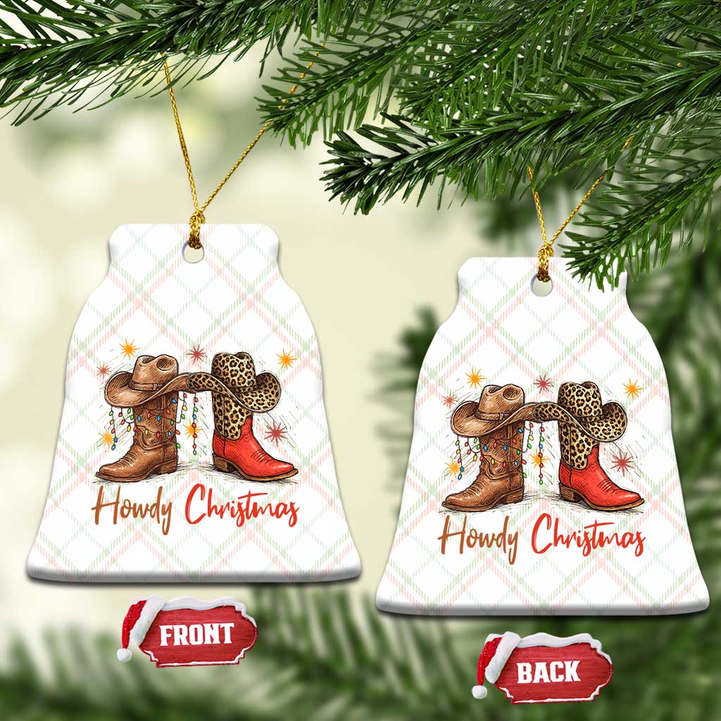 Howdy Christmas Ceramic Ornament Western Cowboy Boots Country - Print Your Wear