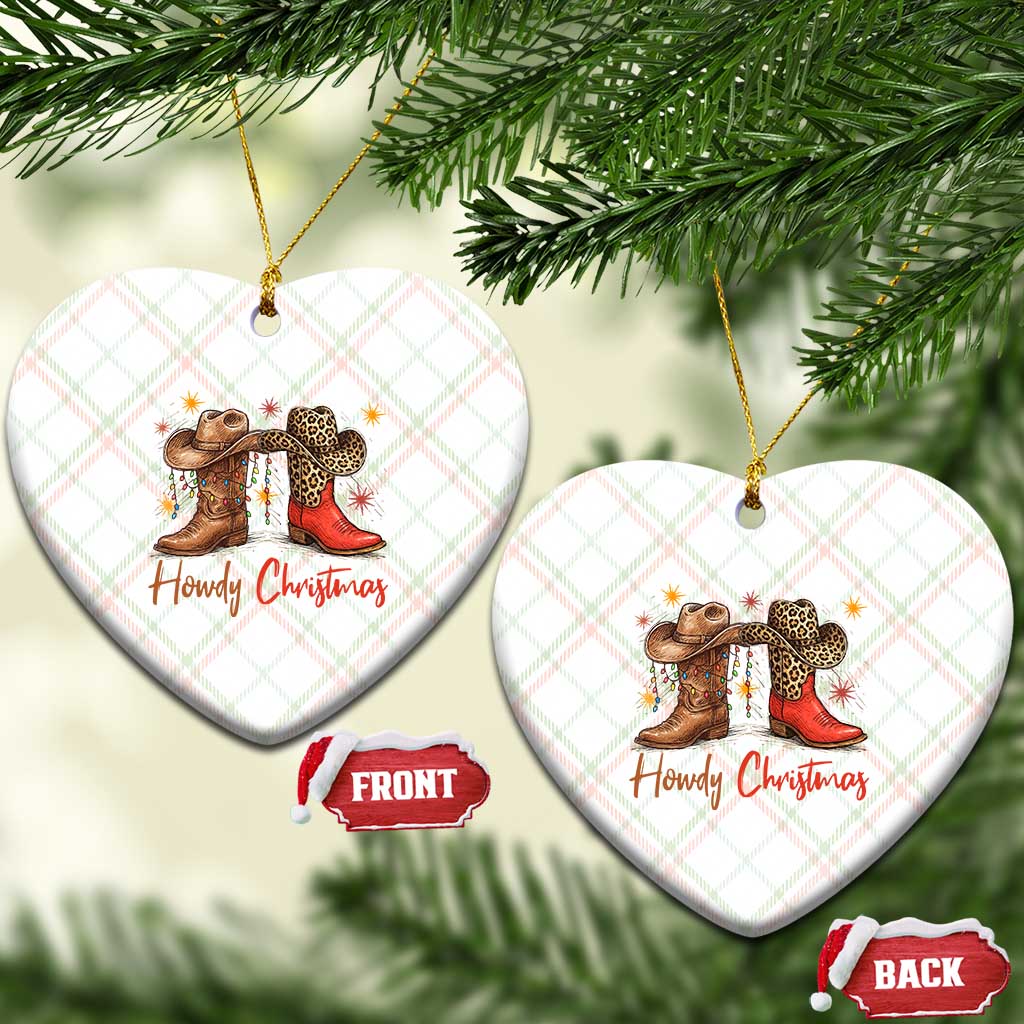 Howdy Christmas Ceramic Ornament Western Cowboy Boots Country - Print Your Wear