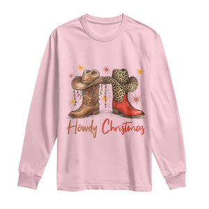 Howdy Christmas Long Sleeve Shirt Western Cowboy Boots Country TS14 Light Pink Print Your Wear