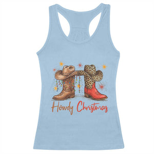 Howdy Christmas Racerback Tank Top Western Cowboy Boots Country TS14 Light Blue Print Your Wear