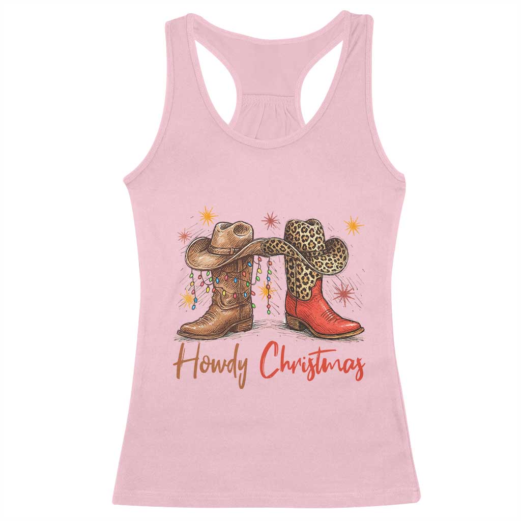 Howdy Christmas Racerback Tank Top Western Cowboy Boots Country TS14 Light Pink Print Your Wear