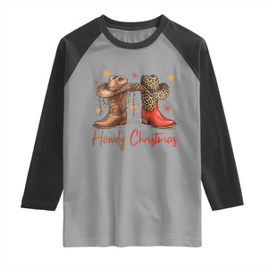 Howdy Christmas Raglan Shirt Western Cowboy Boots Country TS14 Sport Gray Black Print Your Wear