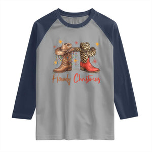 Howdy Christmas Raglan Shirt Western Cowboy Boots Country TS14 Sport Gray Navy Print Your Wear