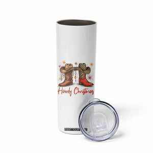 Howdy Christmas Skinny Tumbler Western Cowboy Boots Country - Print Your Wear