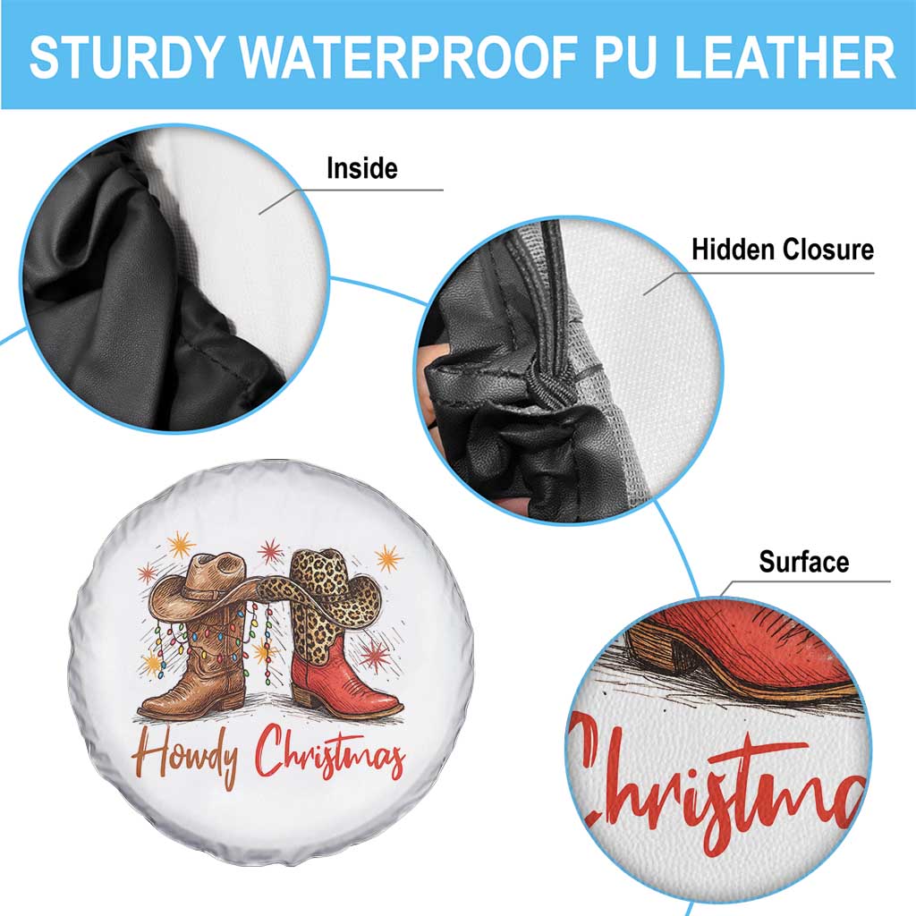 Howdy Christmas Spare Tire Cover Western Cowboy Boots Country TS14 Print Your Wear