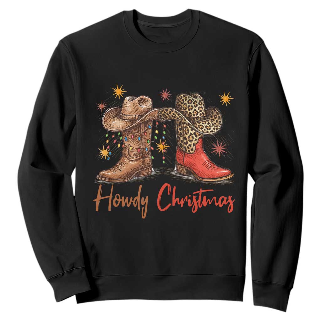 Howdy Christmas Sweatshirt Western Cowboy Boots Country TS14 Black Print Your Wear