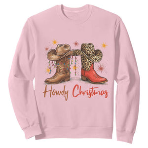 Howdy Christmas Sweatshirt Western Cowboy Boots Country TS14 Light Pink Print Your Wear