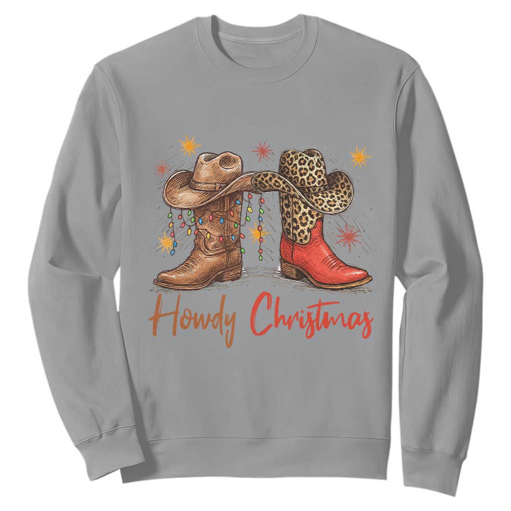 Howdy Christmas Sweatshirt Western Cowboy Boots Country TS14 Sport Gray Print Your Wear