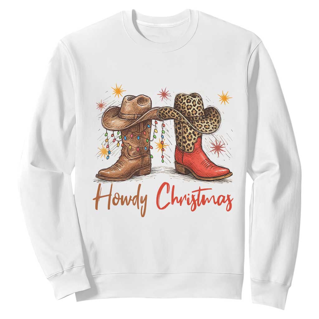 Howdy Christmas Sweatshirt Western Cowboy Boots Country TS14 White Print Your Wear