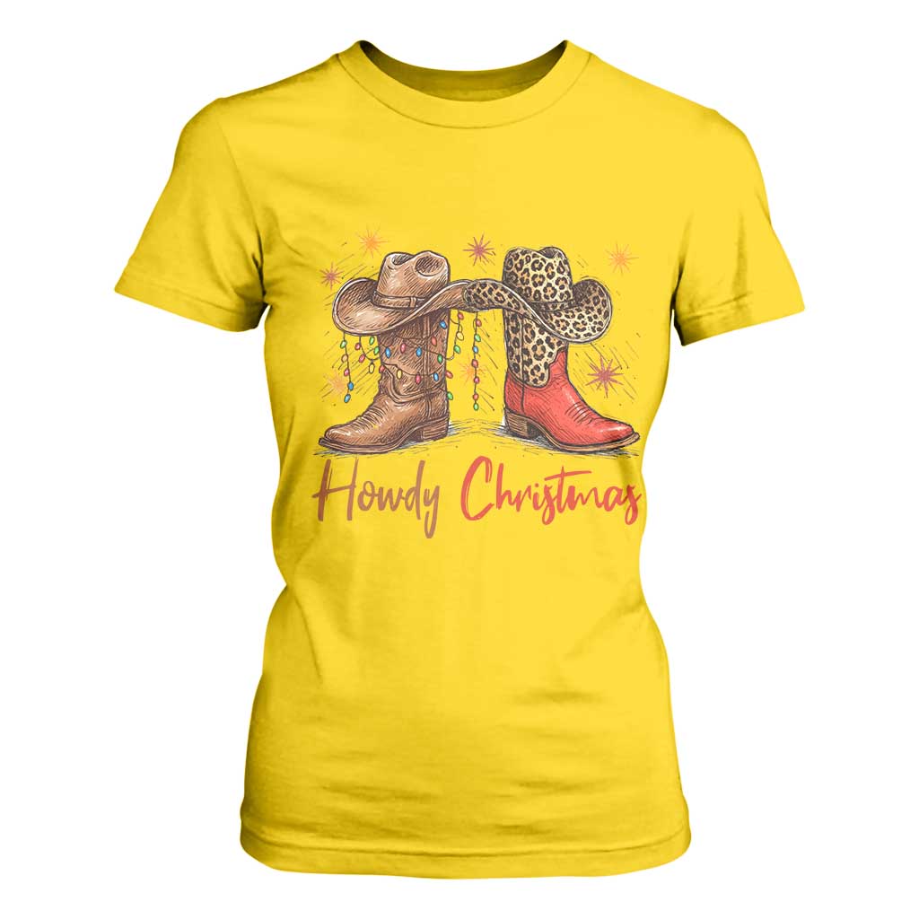 Howdy Christmas T Shirt For Women Western Cowboy Boots Country TS14 Daisy Print Your Wear