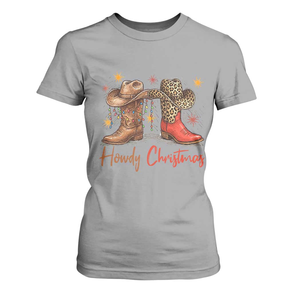 Howdy Christmas T Shirt For Women Western Cowboy Boots Country TS14 Sport Gray Print Your Wear
