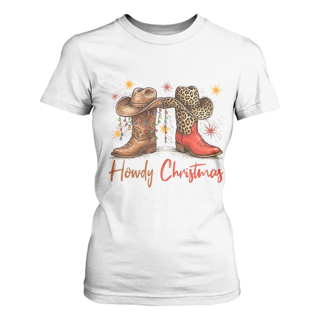 Howdy Christmas T Shirt For Women Western Cowboy Boots Country TS14 White Print Your Wear