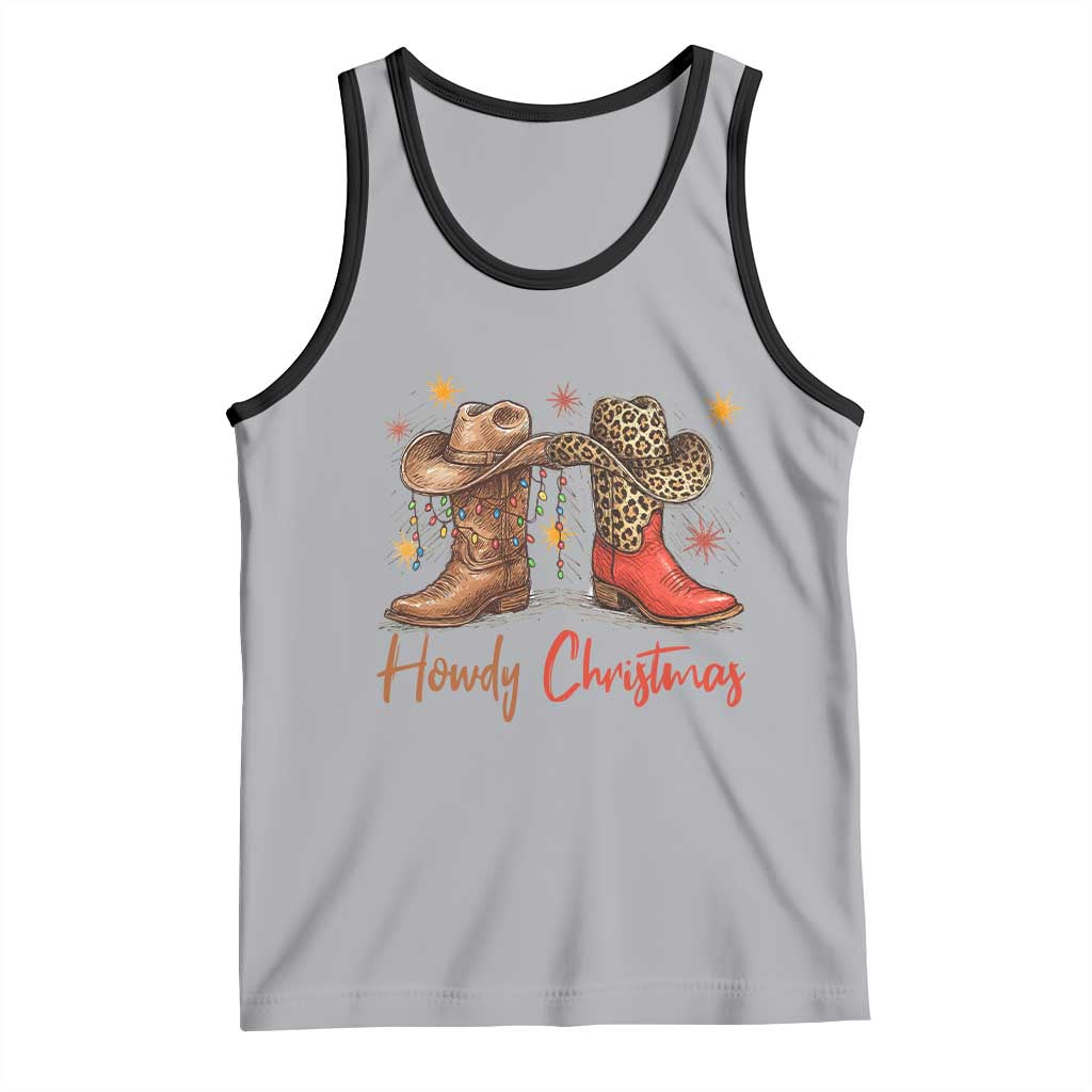 Howdy Christmas Tank Top Western Cowboy Boots Country TS14 Athletic Heather Black Print Your Wear