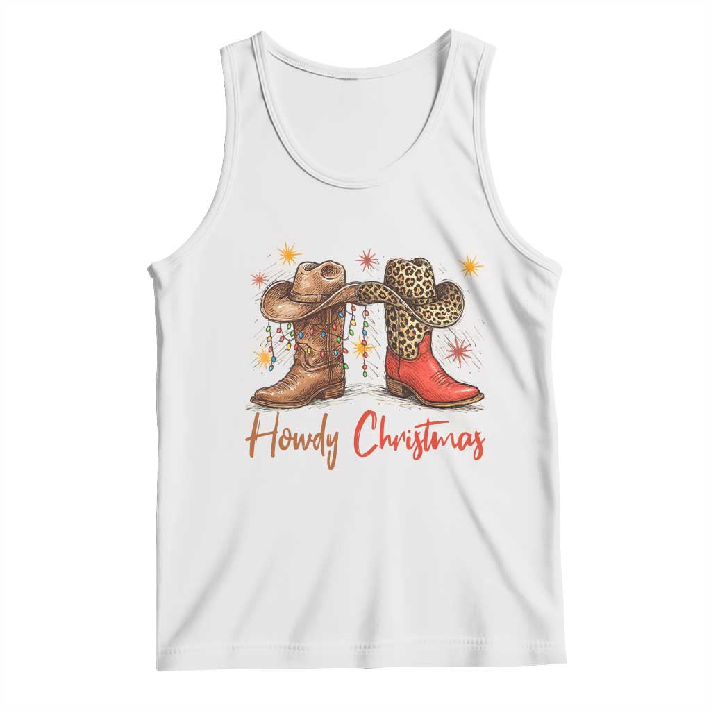 Howdy Christmas Tank Top Western Cowboy Boots Country TS14 White Print Your Wear
