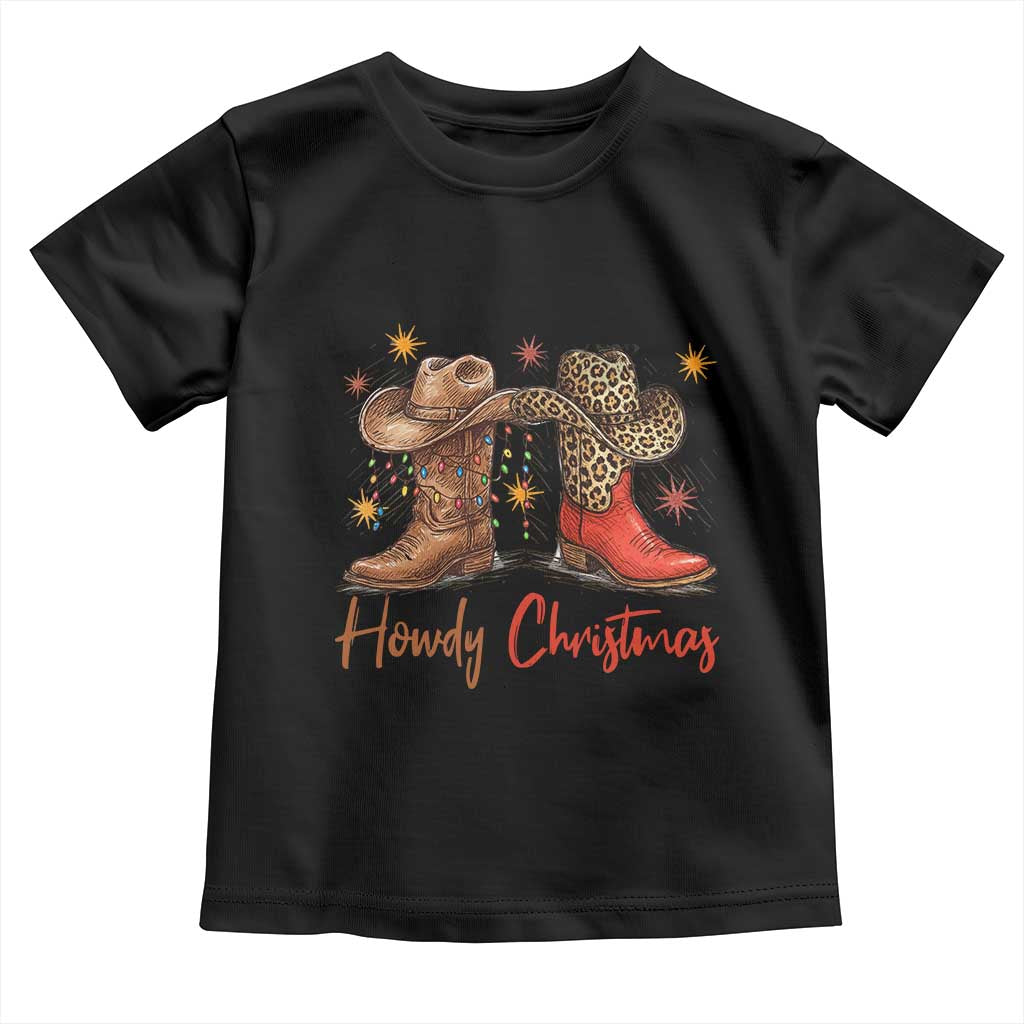 Howdy Christmas Toddler T Shirt Western Cowboy Boots Country TS14 Black Print Your Wear
