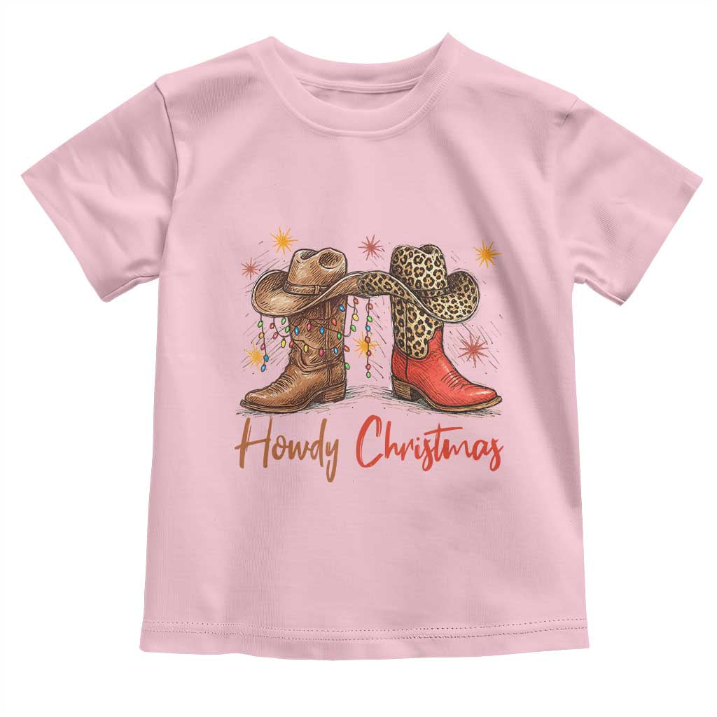 Howdy Christmas Toddler T Shirt Western Cowboy Boots Country TS14 Light Pink Print Your Wear