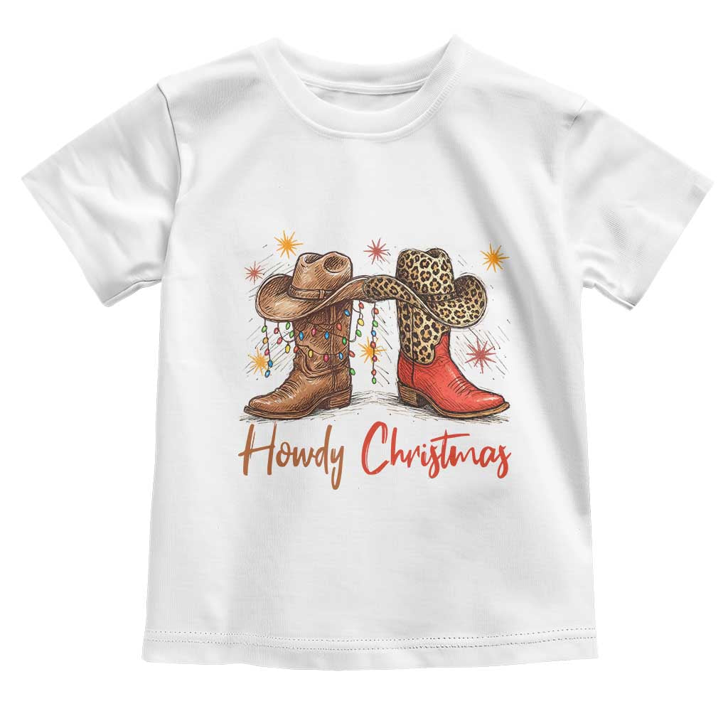 Howdy Christmas Toddler T Shirt Western Cowboy Boots Country TS14 White Print Your Wear