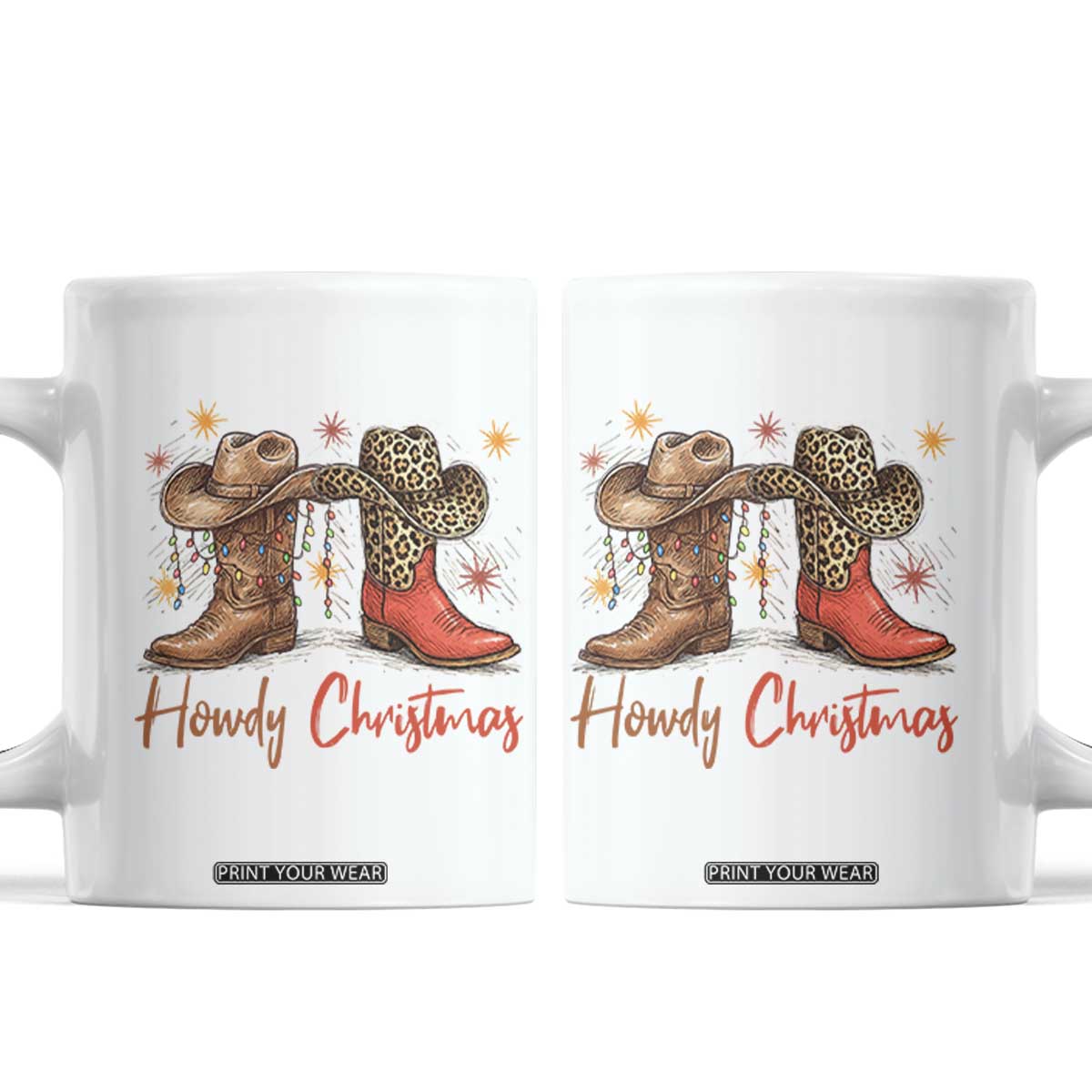 Howdy Christmas Coffee Mug Western Cowboy Boots Country - Print Your Wear