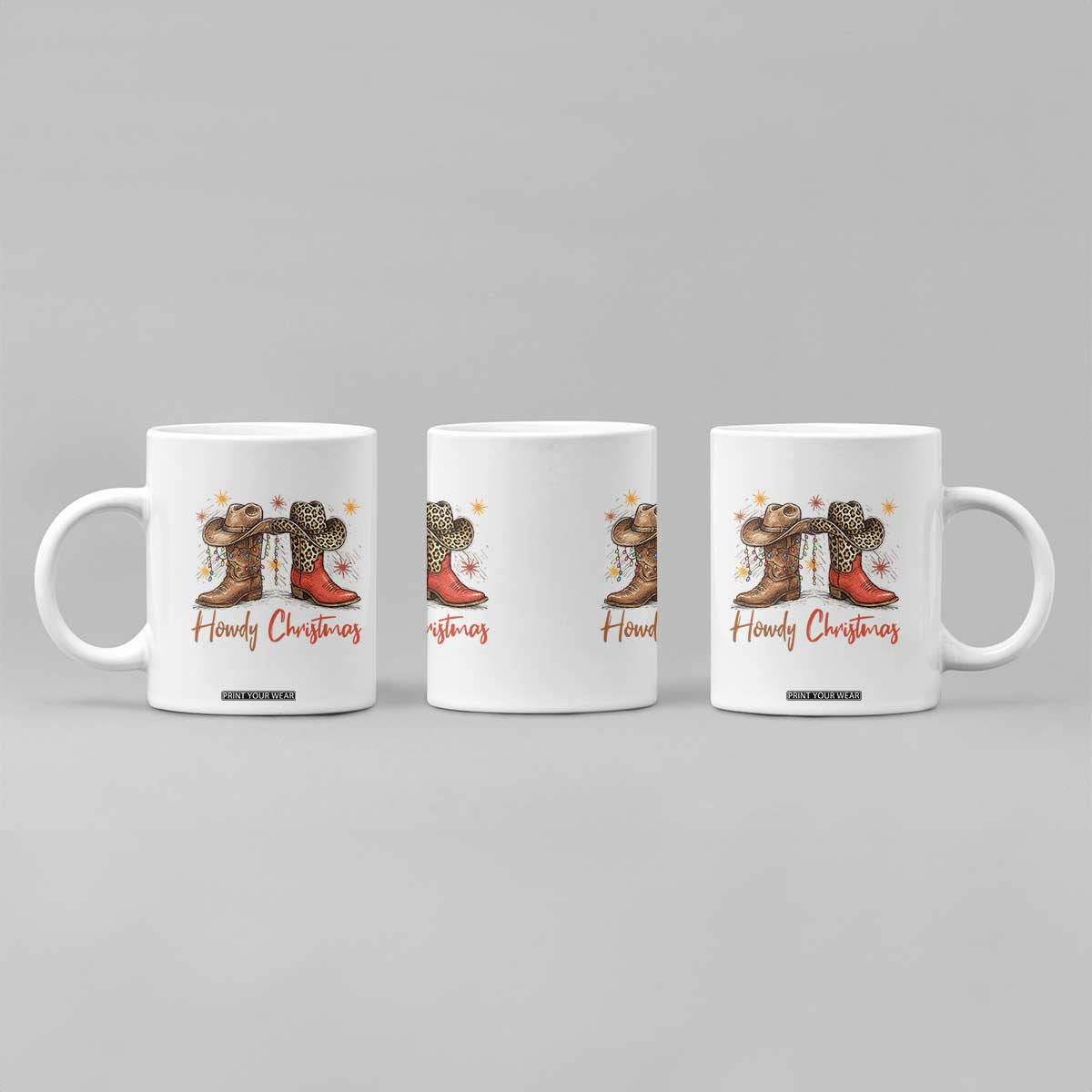 Howdy Christmas Coffee Mug Western Cowboy Boots Country - Print Your Wear