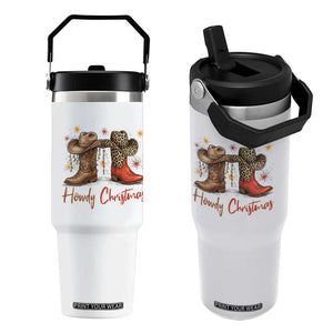 Howdy Christmas Flip Straw Tumbler Western Cowboy Boots Country TS14 One Size: 30 oz White Print Your Wear