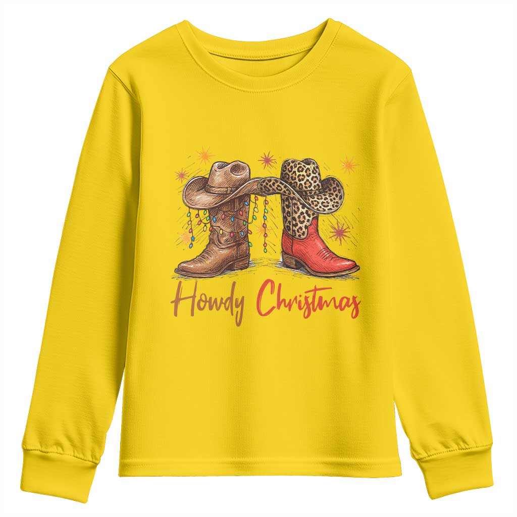 Howdy Christmas Youth Sweatshirt Western Cowboy Boots Country TS14 Daisy Print Your Wear