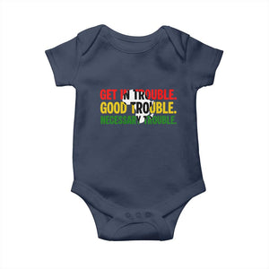John Lewis Quote Affrican American Baby Onesie Get in Good Necessary Trouble TS14 Navy Print Your Wear