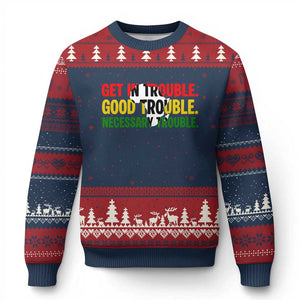 John Lewis Quote Affrican American Ugly Christmas Sweater Get in Good Necessary Trouble TS14 Navy Red Print Your Wear