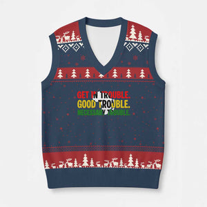 John Lewis Quote Affrican American V-Neck Knit Sweater Vest Get in Good Necessary Trouble TS14 Navy Red Print Your Wear