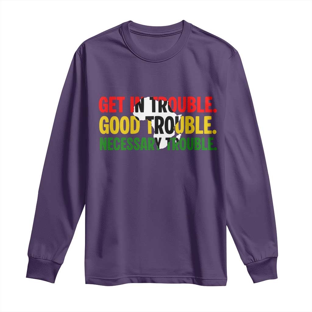 John Lewis Quote Affrican American Long Sleeve Shirt Get in Good Necessary Trouble TS14 Purple Print Your Wear
