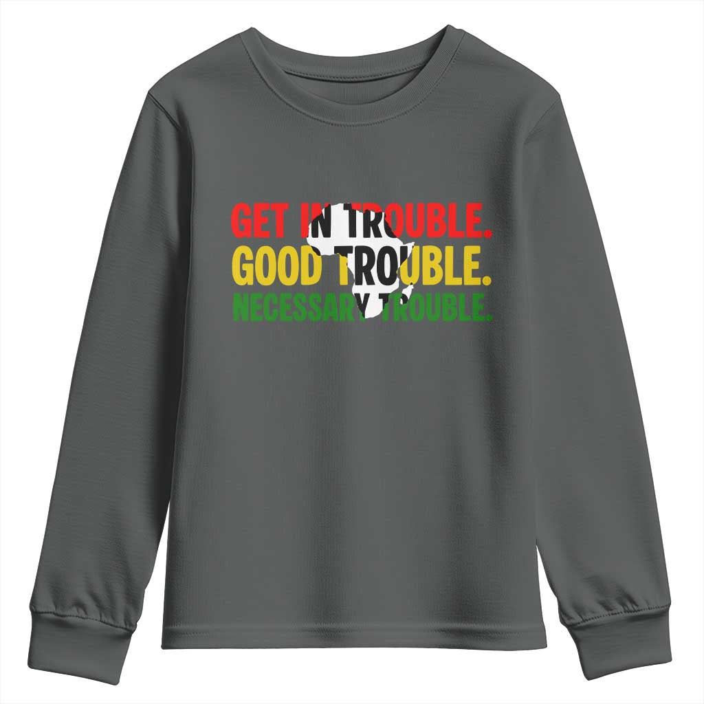 John Lewis Quote Affrican American Youth Sweatshirt Get in Good Necessary Trouble TS14 Dark Heather Print Your Wear