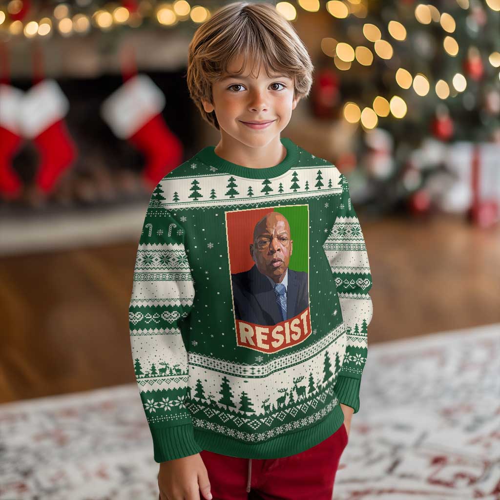 Resist Protest Civil Rights Ugly Christmas Sweater John Lewis Black History TS14 Forest Green Beige Print Your Wear